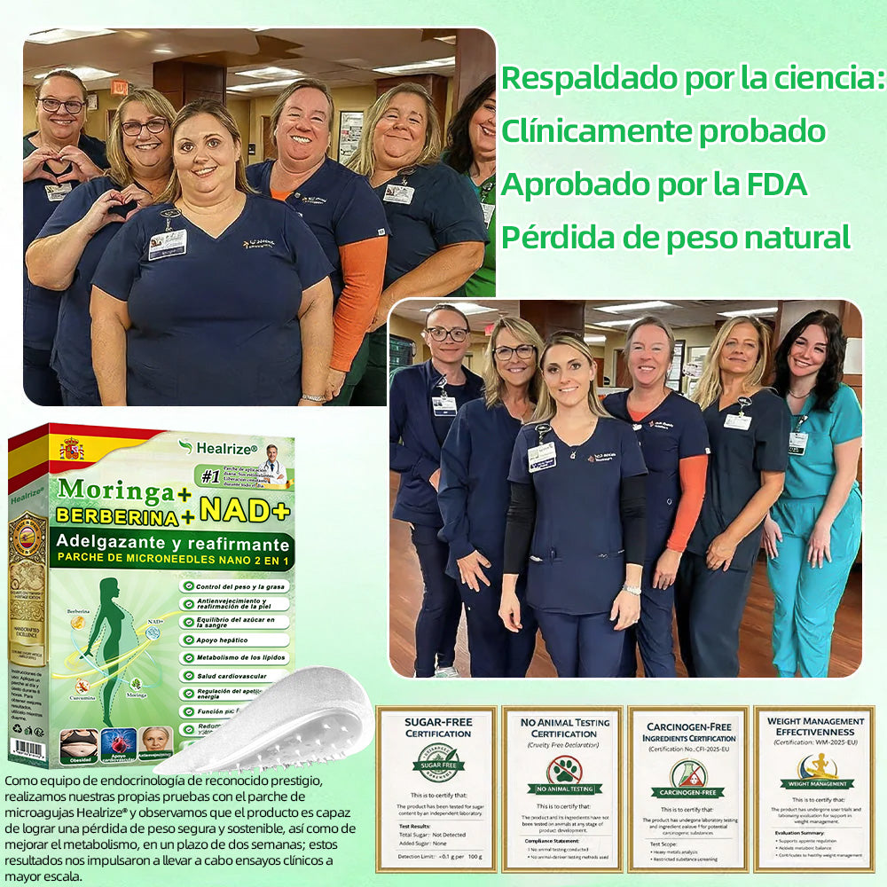 【Oferta por tiempo limitado🎉🎉– Ahorra hasta un 80%】 Healrize® Moringa · Berberina × NAD+ Parche avanzado 10 en 1 con microagujas de alta precisión ✅ 1 caja = 7 parches · Uso recomendado para una semana