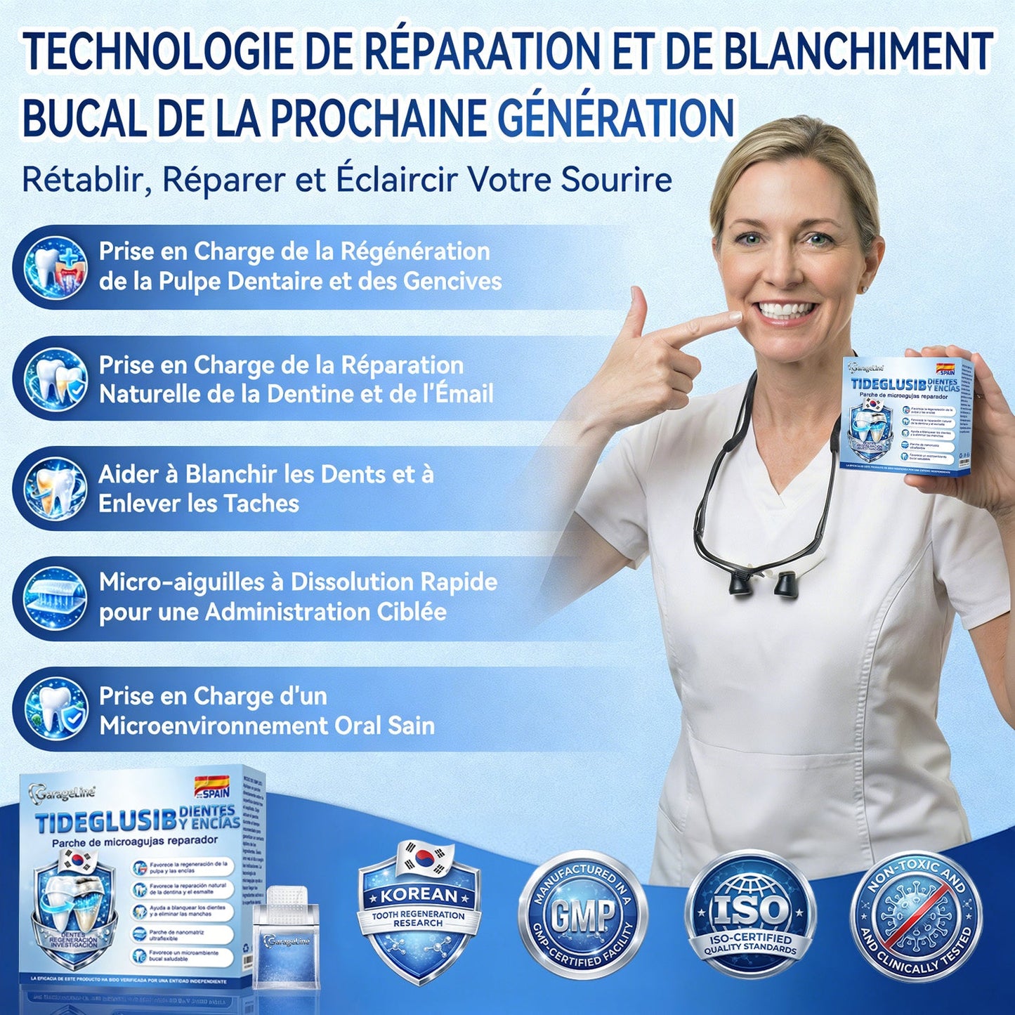 GаrаgеLіnе® 🦷 Tiras Orales de Reparación Rápida de Dientes y Encías con Tideglusib 😁 (Ayuda a reparar los dientes y alivia las molestias en las encías, además de apoyar la salud bucal frente a otros problemas comunes)