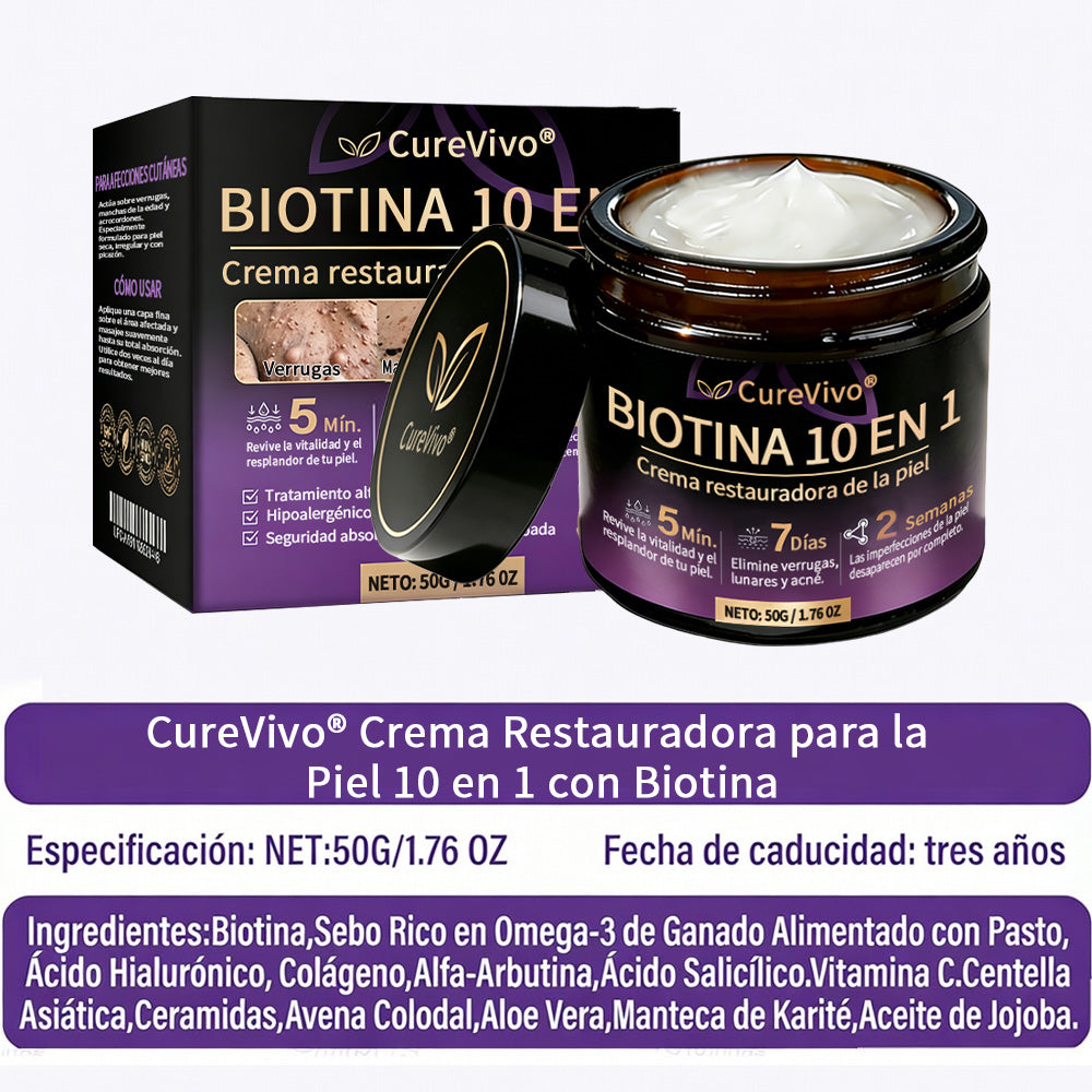 🇪🇸 Hecho y enviado desde España ✨CureVivo® Crema Restauradora de la Piel con Biotina 10-en-1 👑👑👑