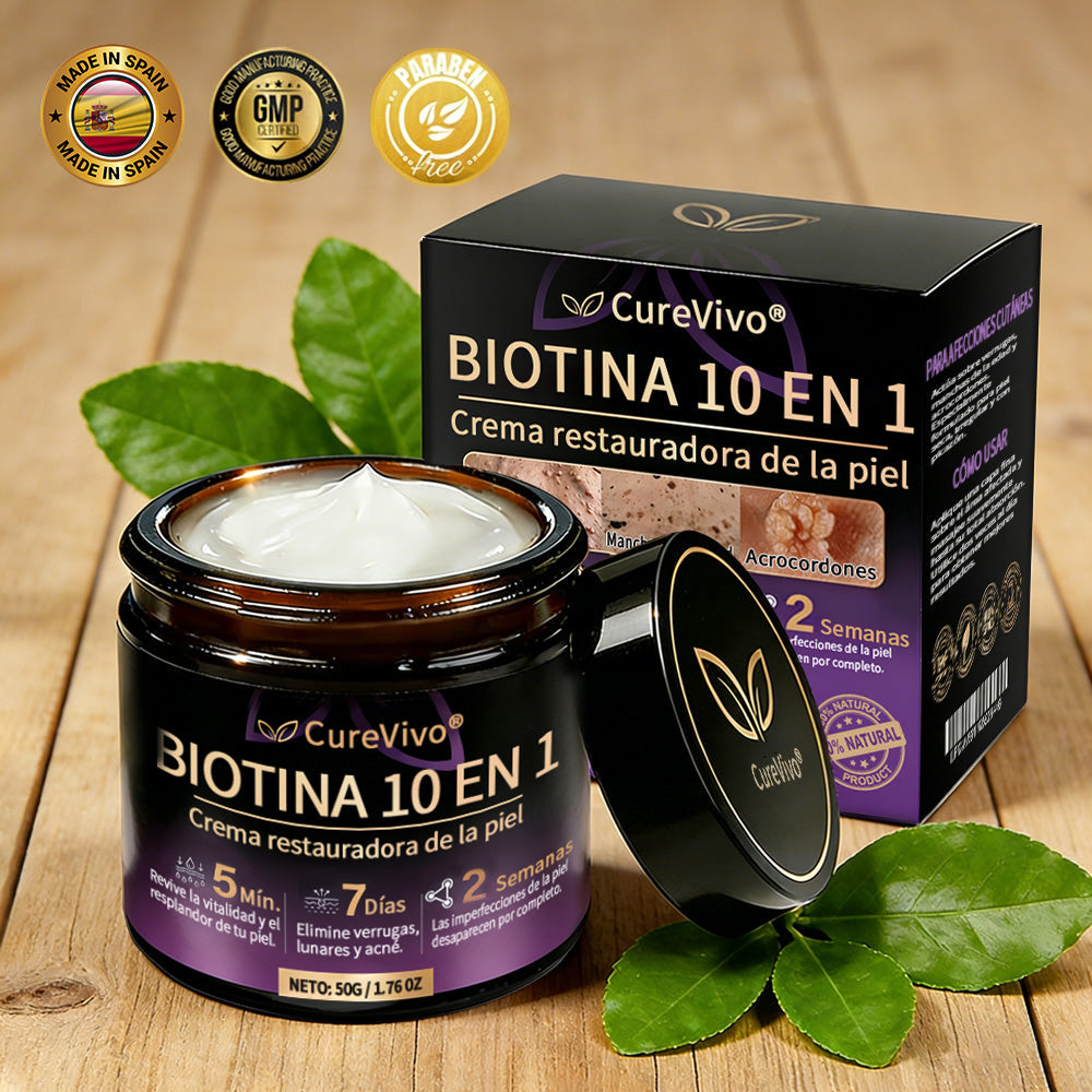 🇪🇸 Hecho y enviado desde España ✨CureVivo® Crema Restauradora de la Piel con Biotina 10-en-1 👑👑👑
