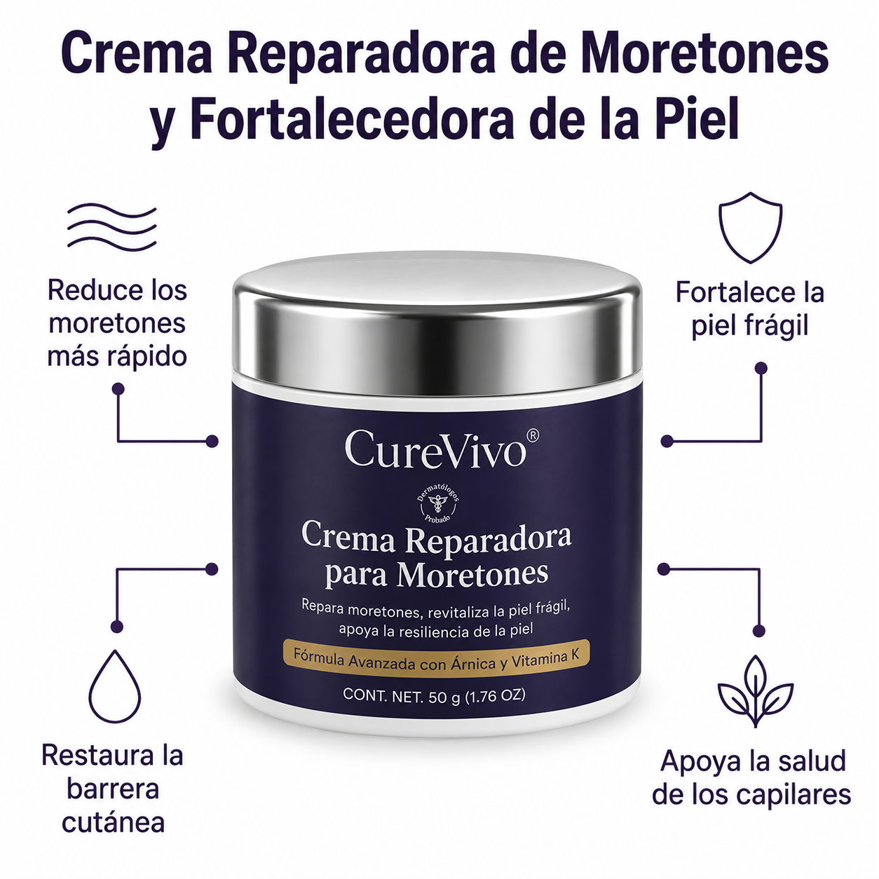 🔥🎫+100K Vendidos 💗 - CureVivo® Crema Reparadora de Moratones y Fortalecimiento de la Piel🇪🇸