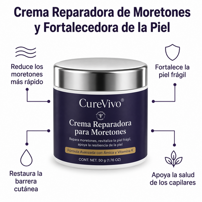 🔥🎫+100K Vendidos 💗 - CureVivo® Crema Reparadora de Moratones y Fortalecimiento de la Piel🇪🇸