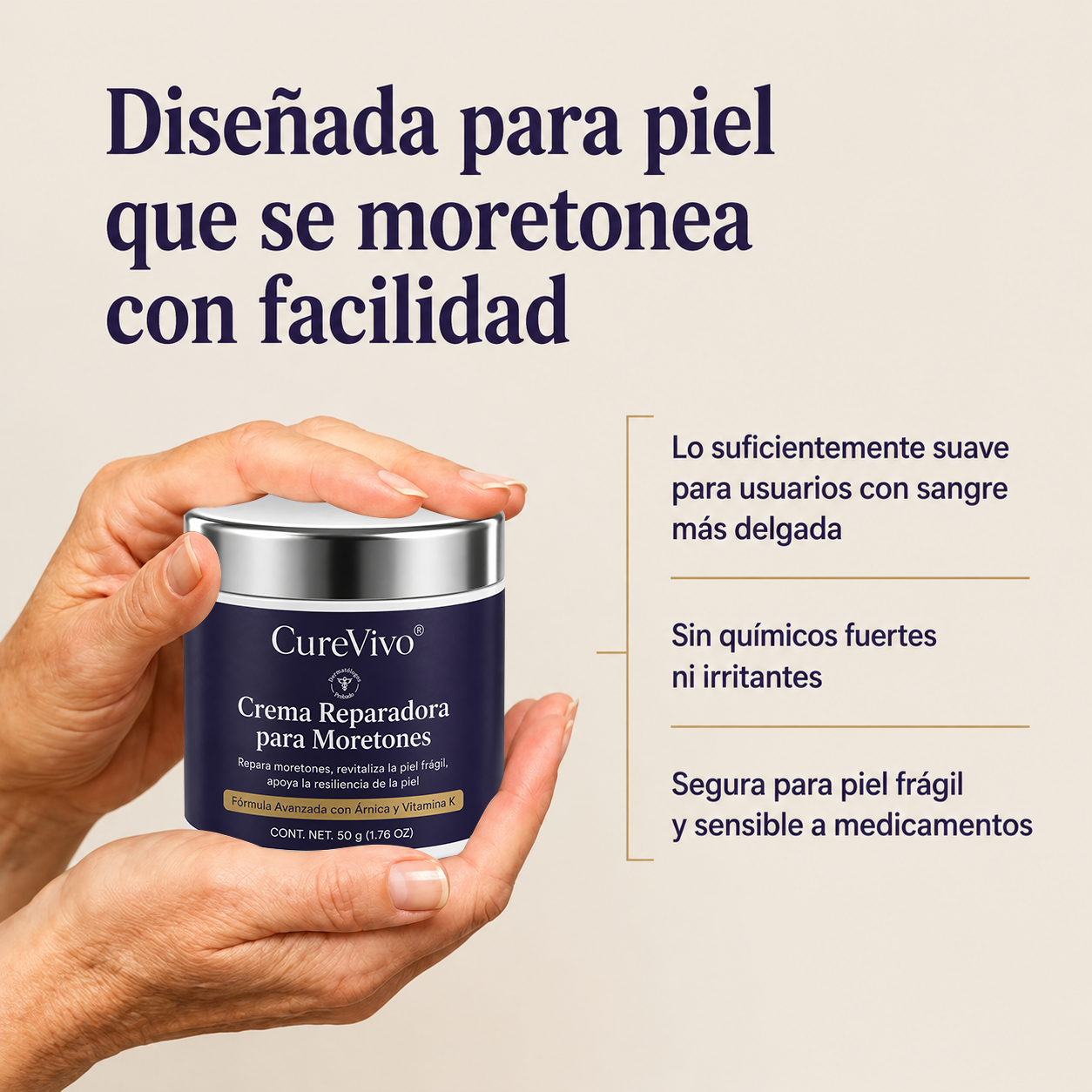 🔥🎫+100K Vendidos 💗 - CureVivo® Crema Reparadora de Moratones y Fortalecimiento de la Piel🇪🇸