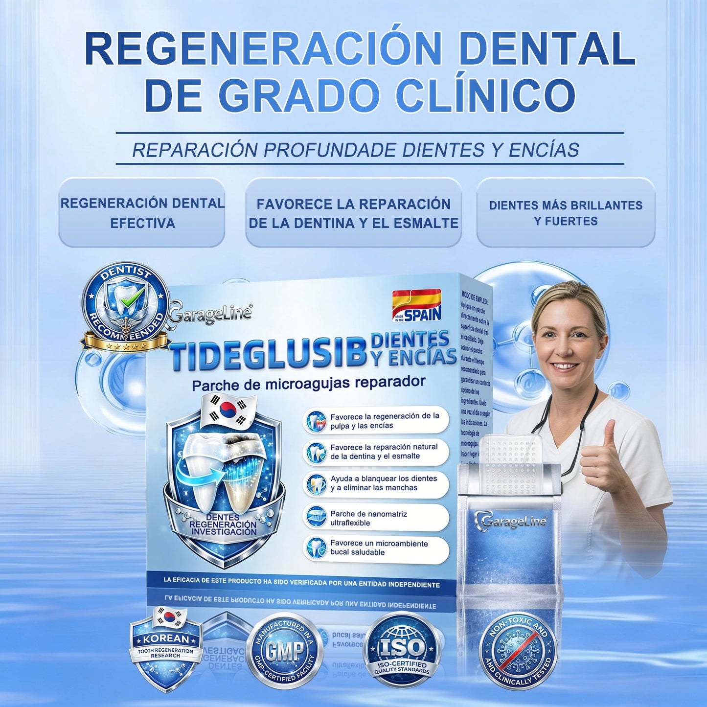 GаrаgеLіnе® 🦷 Tiras Orales de Reparación Rápida de Dientes y Encías con Tideglusib 😁 (Ayuda a reparar los dientes y alivia las molestias en las encías, además de apoyar la salud bucal frente a otros problemas comunes)