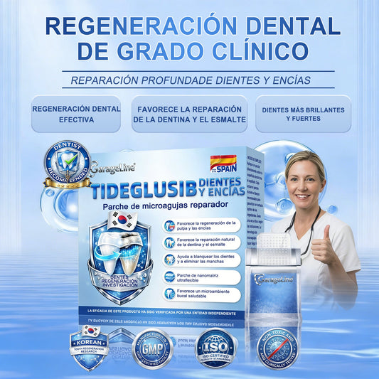 GаrаgеLіnе® 🦷 Tiras Orales de Reparación Rápida de Dientes y Encías con Tideglusib 😁 (Ayuda a reparar los dientes y alivia las molestias en las encías, además de apoyar la salud bucal frente a otros problemas comunes)