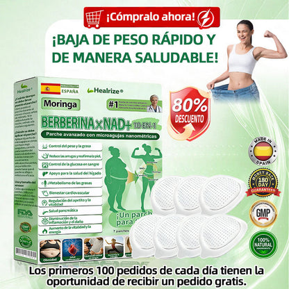 Tienda Oficial ⚡⚡ Healrize® Moringa · Berberina × NAD+Parche Avanzado de Microneedles Nano 10-en-1 — Una vez al día, resultados visibles en 7 días🕛