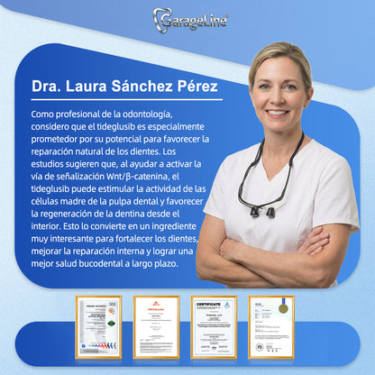 GаrаgеLіnе® 🦷 Tiras Orales de Reparación Rápida de Dientes y Encías con Tideglusib 😁 (Ayuda a reparar los dientes y alivia las molestias en las encías, además de apoyar la salud bucal frente a otros problemas comunes)