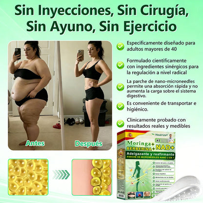 【Oferta por tiempo limitado🎉🎉– Ahorra hasta un 80%】 Healrize® Moringa · Berberina × NAD+ Parche avanzado 10 en 1 con microagujas de alta precisión ✅ 1 caja = 7 parches · Uso recomendado para una semana